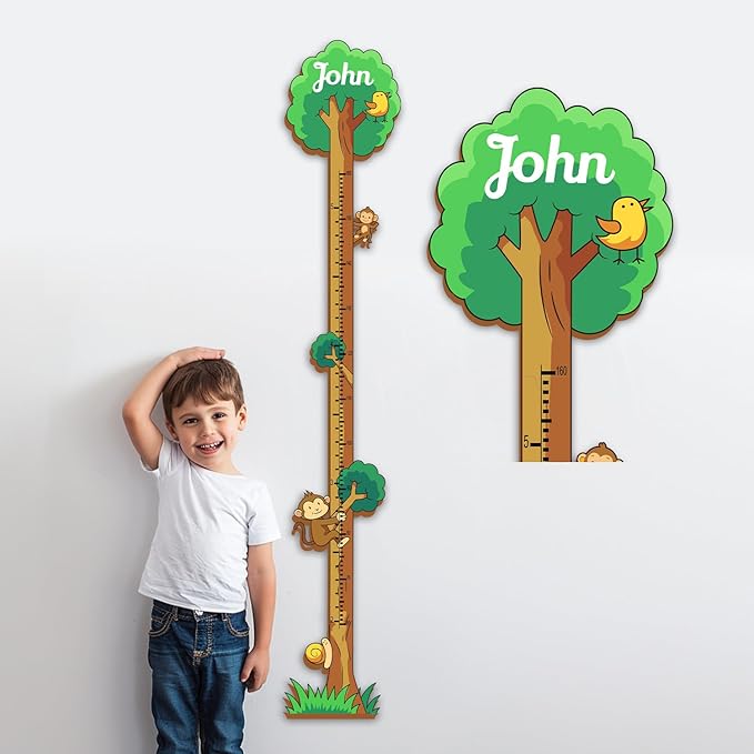 Personalized Growth Chart for Wall, Wooden Height Chart for Kids, Cute Height Measurement for Child/Girls/Boys, Baby and Toddler's Playroom/Kid's Room/Nursery Decor, Tree