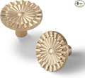 Champagne Bronze Cabinet Knobs 6 Pack Round Sunflower Dresser Drawer Hardware Furniture Cupboard Handles for Bathroom Single Hole Knob Kitchen SH-CB-K6