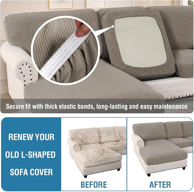 H.VERSAILTEX Sectional Couch Covers 8 Pieces Stretch Sofa Covers - Image 6
