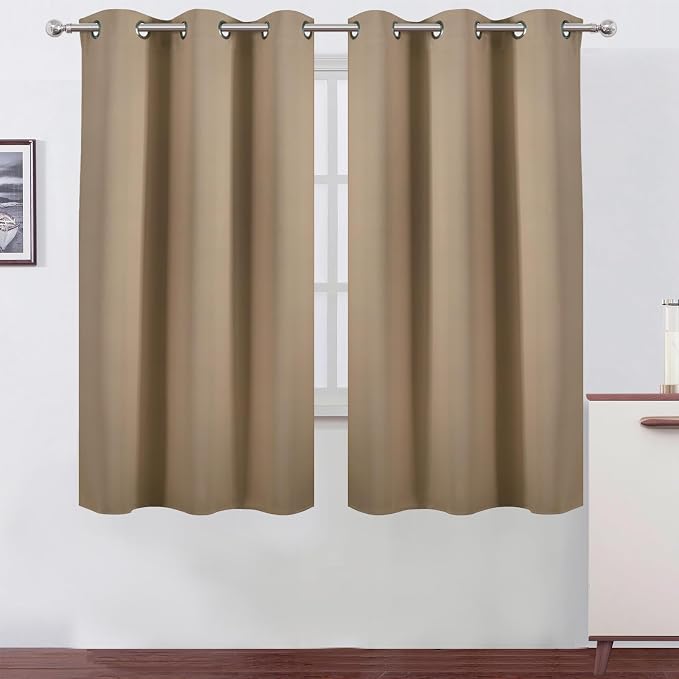 Blackout Curtains 42 x 63 inch/Natural Curtains Set of 2 Panels/Thermal by Lemomo