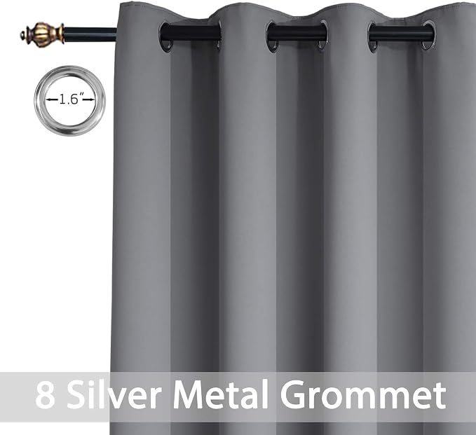 Yakamok Grey Room Darkening Curtains 52x108 inch Gray Grommet-Living Room | 2 - Image 2