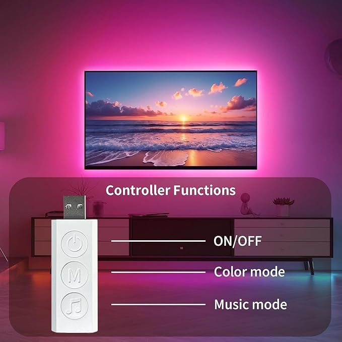 KSIPZE LED Lights for TV, 16.5ft TV led Backlight for 45-75 Inch TVs RGB TV Backlight Behind Music Sync Bluetooth APP & Button Control TV LED Strip Lights USB Powered for Bedroom/Gaming