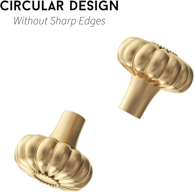 goldenwarm 6 Pack Gold Dresser Knobs for Drawer Knob for Cabinet Pulls Hardware Handle Brushed Brass Vintage Luxury Pull