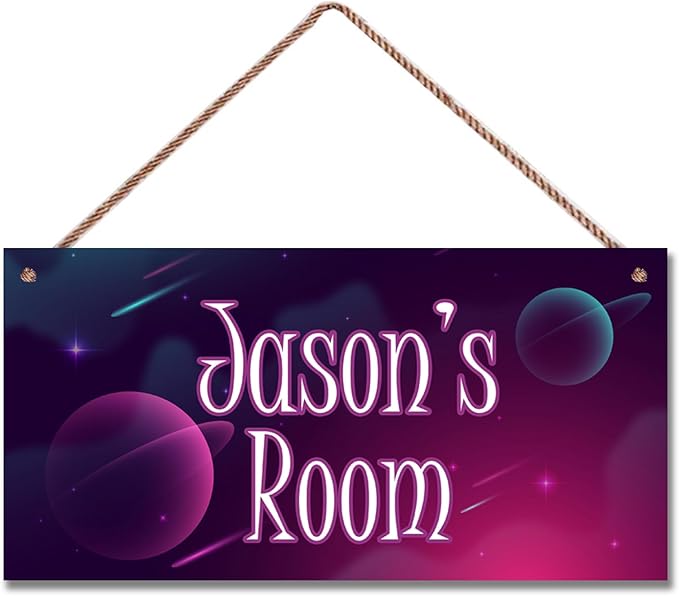 Personalized Sign Planet Decor For Boys Room, Stars Themed Kids Bedroom Decor, Outer Space Wall Art Décor for Little Man Cave, Universe Decorations For Girls Room Nursery Baby Playroom
