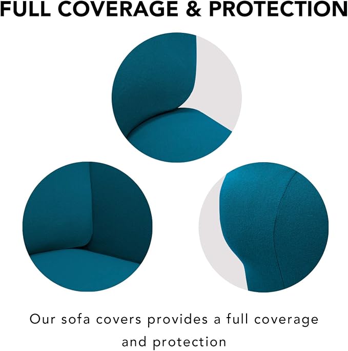 PureFit Stretch Couch Covers for Sofa 4 Seater Slipcovers Peacock Blue | - Image 3