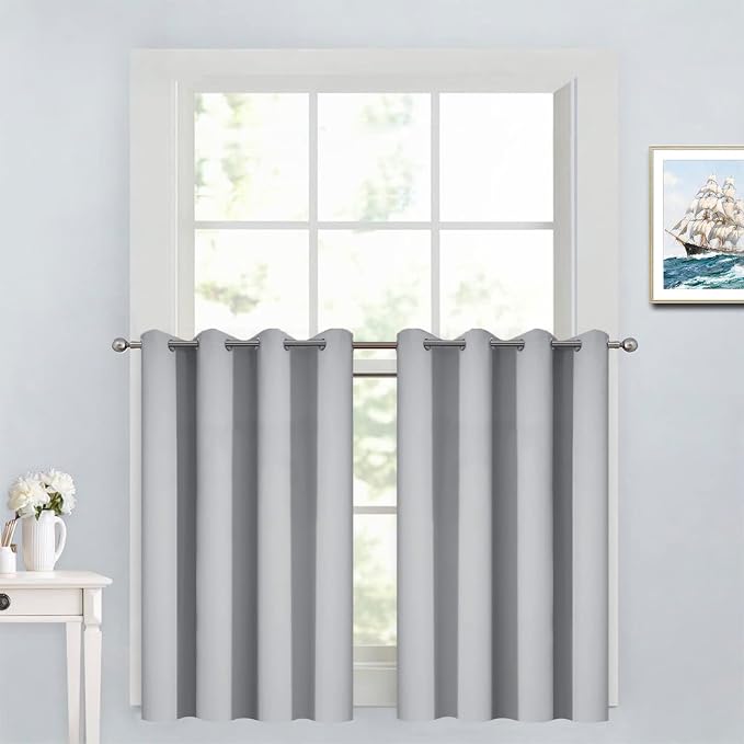 Yakamok Light Grey Room Darkening Window Curtains 52x36 Inch by Yakamok