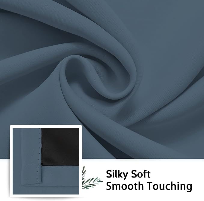 SimpleHome Stone Blue 100% Blackout Curtains Room Darkening Living Room 63L | - Image 7