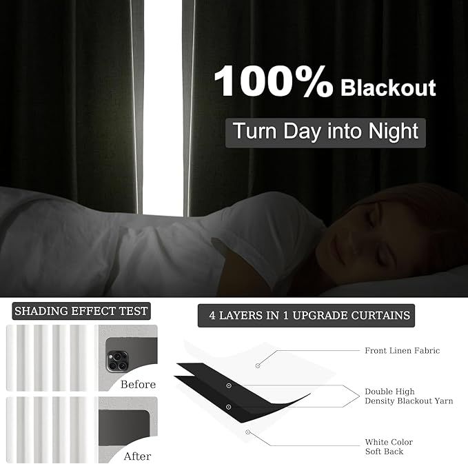 Topfinel Linen Blackout Curtains 86 Inches Long 2 Panels - Image 5