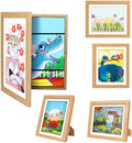 [2-Pack]Kids Art Frames,10x12.5 Front Opening Kids Artwork Frames Changeable, Display 8.5x11 or 9x12 With Mat,Holds 50 Pcs,for 3D Picture,A4 Artwork,Crafts,Childrens Drawing,Art Projects Storage-Wood