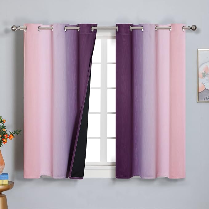 Pink and Purple Ombre Blackout Curtains - Image 2