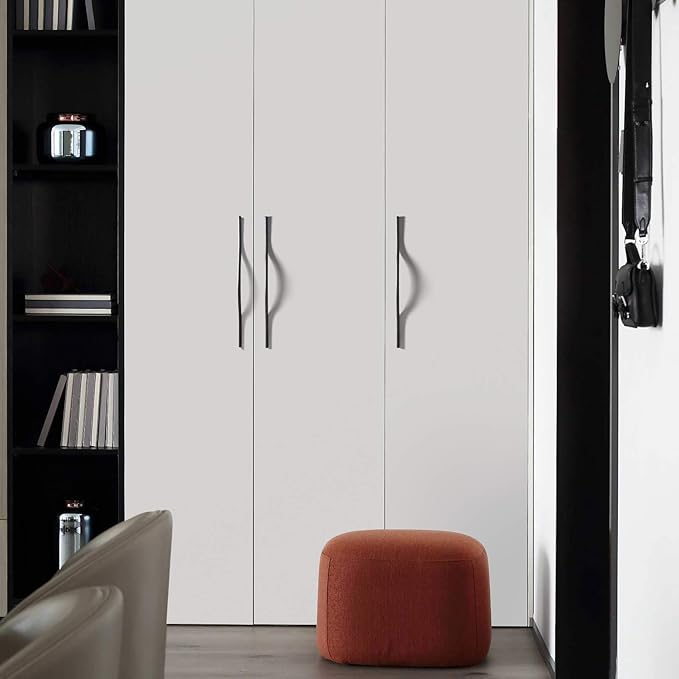 Goo-Ki Modern Handle,Minimalist Cabinet Pull,Matt Black Drawer Handle Wardrobe Cabinet Door Handle, 11.3''/12.6'' Double Hole Centers,6 Packed