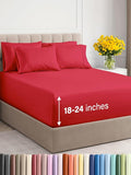Extra Deep Full Sheet Set - 6 Piece Breathable and Cooling Sheets - Hotel Luxury Bed Sheets Set - Easy & Secure Fit - Soft, Wrinkle Free and Comfy Sheets Set - Red Sheet Set with Extra Deep Pockets