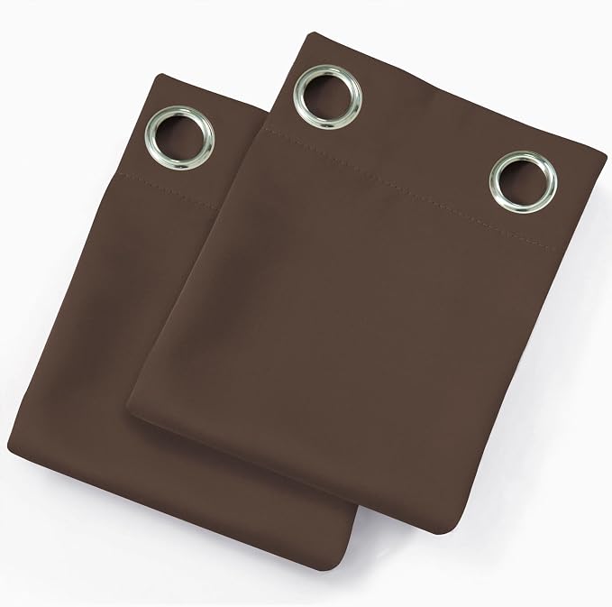 Chocolate Brown Blackout Curtains 34 x 54 Inch Length/Set of 2 Curtain - Image 9