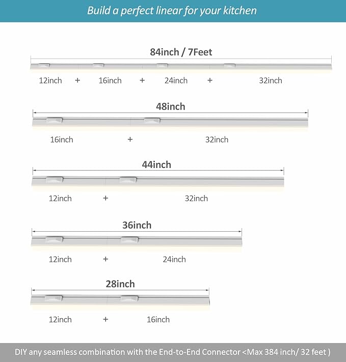 Under Cabinet Lighting Plug in, 16 Inch 2 Pcs, Linkable AC120V 3CCT 3000K/4000K/5000K Ultra Slim, LED Under Cabinet Lights for Counter Light, Kitchen, Shelf, Sink, Workshop, Desk, White