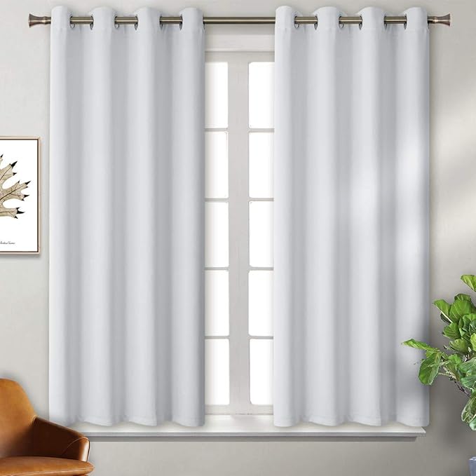 BGment Room Darkening Curtains for Bedroom - Grommet Thermal Insulated Window Treatments Light Blocking Curtains for Living Room, Set of 2 Panels, Each 46 x 54 Inch, Greyish White