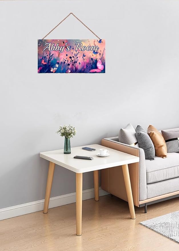 Personalized Butterfly Signs Flowers Sign For Kids Room Custom Name Door Wall Decor Floral Nursery Art Plate For Boys Room Girls Bedroom Little Man Cave