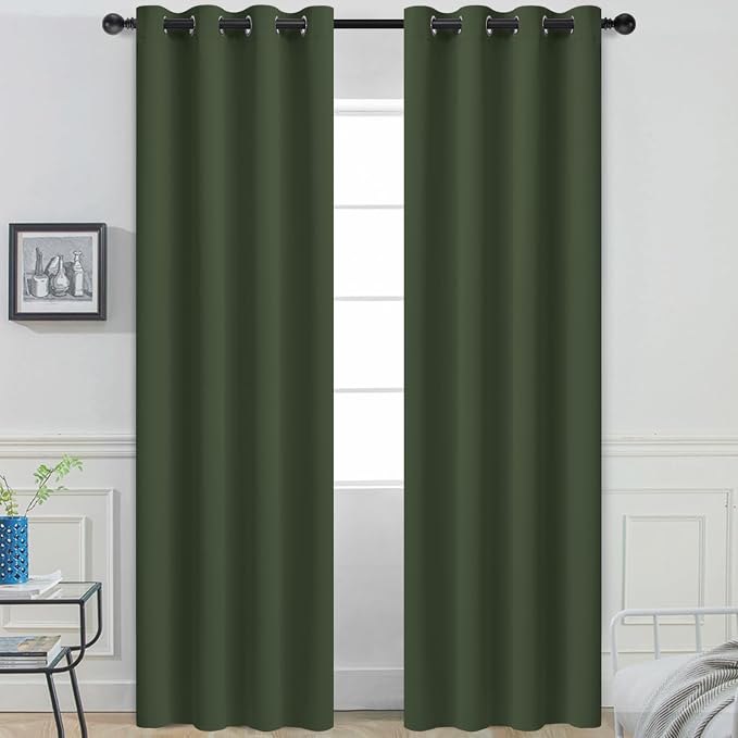 Yakamok Room Darkening Curtains 52x96 inch Length Greyish Green-Living Room | 2 by Yakamok