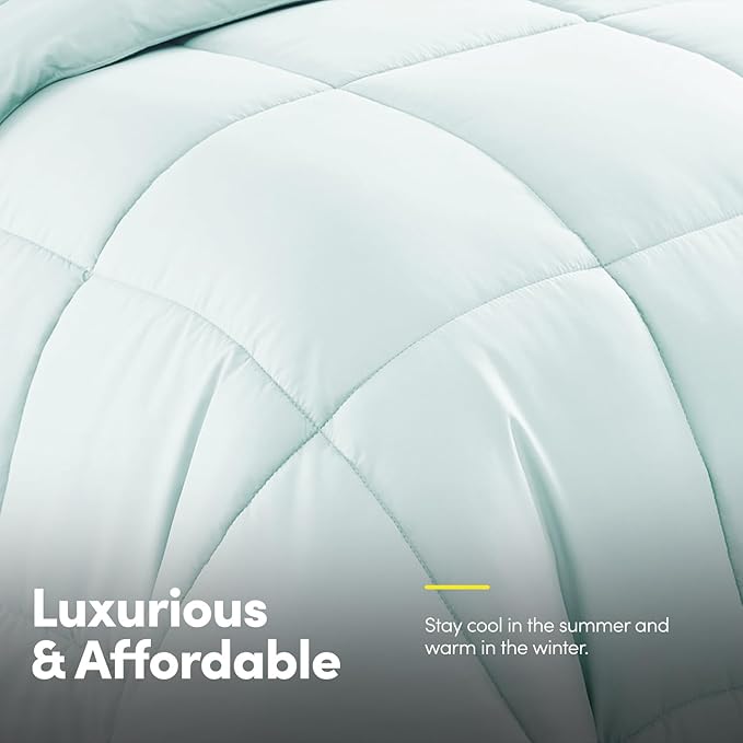 California King Comforter Set - Soft & Breathable 7-Piece Bedding Collection - 1 Comforter, 1 Fitted Sheet, 1 Flat, 4 Pillowcases - Deep Pocket - Premium Quality - Ideal for All Seasons, Aqua