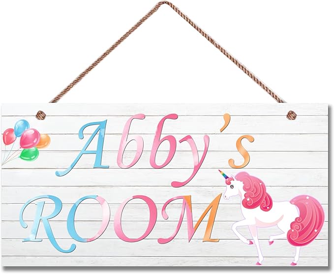 Personalized Signs Unicorn Rainbow Wall Hanging Plaque Sign Magic Unicorn Girl Room Décor For Baby Nursery Home Art Décor Kids Room Little Man Cave