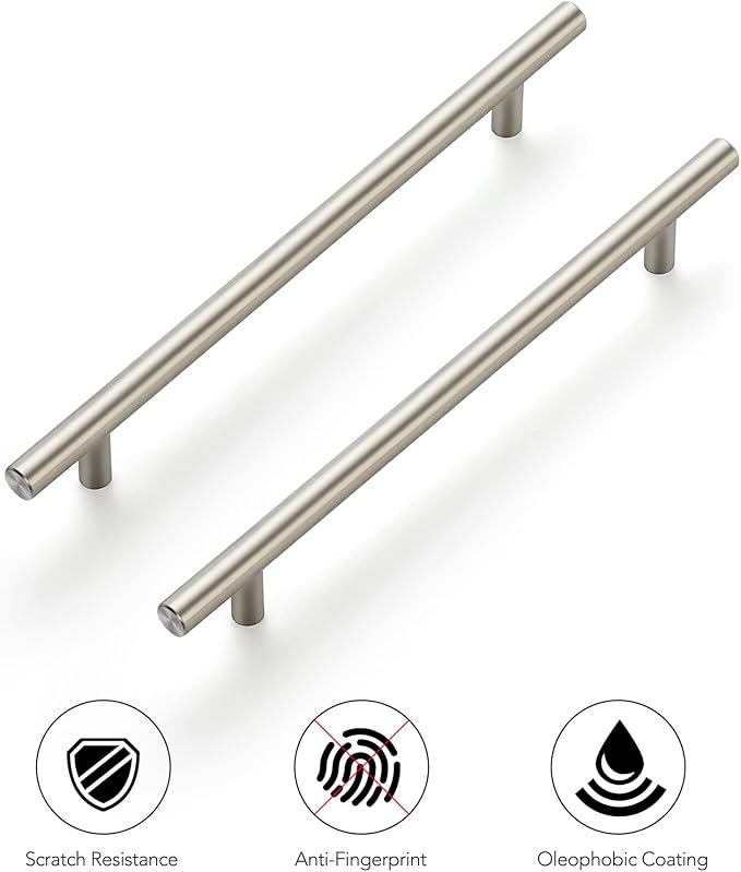 Ravinte 10 Pack 10 Inch Cabinet Handles Brushed Nickel Stainless Steel Cabinet Handles Kitchen Cupboard Pulls 7-1/2" Hole Center