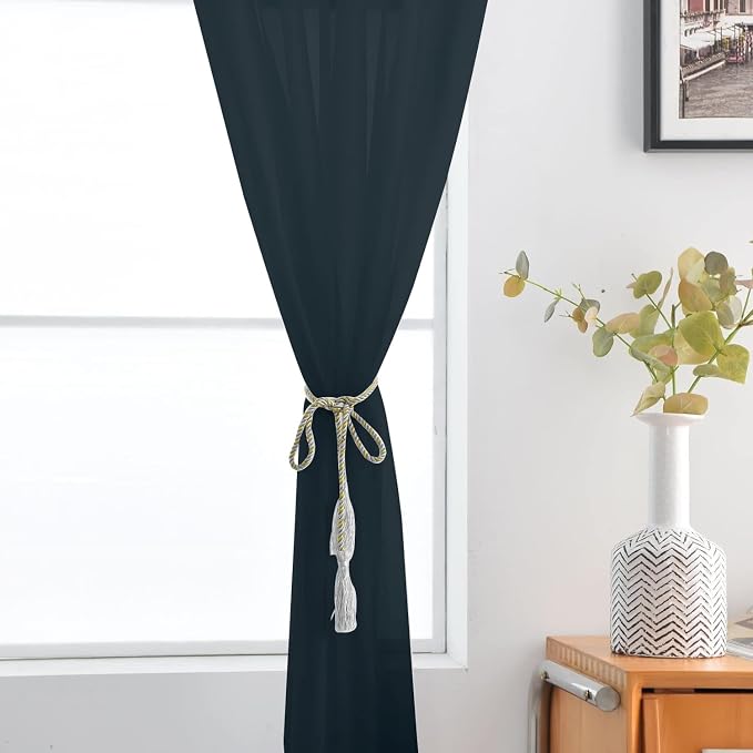 SpaceDresser Sheer Voile Window Treatment Rod Pocket Curtain Panels - Image 6