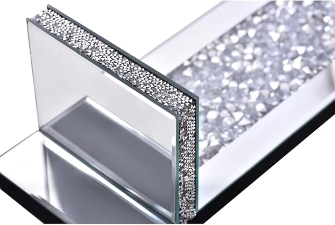 Crystal Crush Diamond Mirrored Candle Sconces, Silver Wall Candle Holder Set of 2, Wall Decorations for Living Room，Dining Room (Rectangle (Style 4))
