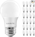 LUXRITE A15 LED Bulb 40W Equivalent, 7W, 5000K (Bright White), 600 Lumens, Enclosed Fixture Rated, Dimmable Ceiling Fan Light Bulbs, E26 Medium Base, UL Listed - Indoor and Outdoor (24 Pack)