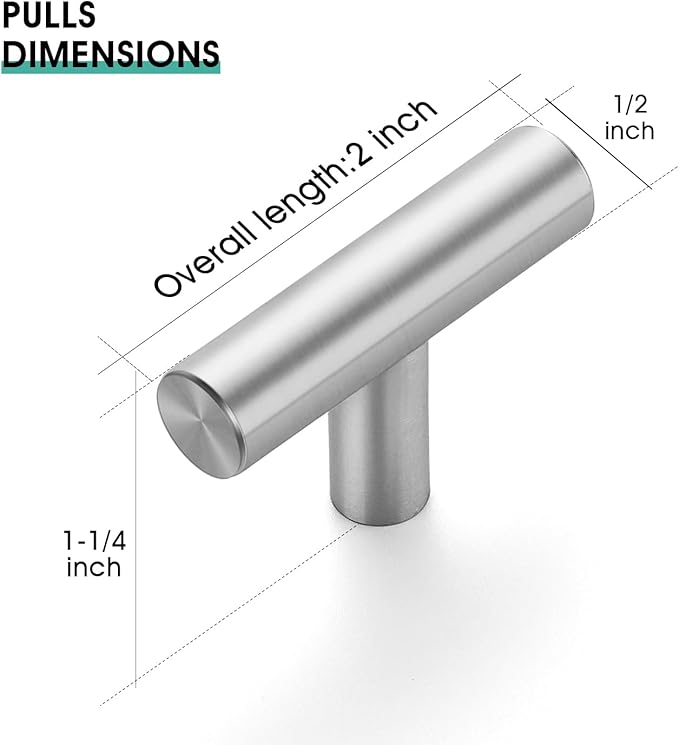 JOY DECOR 10 Pack 2 Inch Cabinet Pulls Kitchen Cabinet Handles with Single Hole Brushed Nickel Cabinet Hardware Stainless Steel Kitchen Drawer Pulls for Cabinets Cupboard,Wardrobe