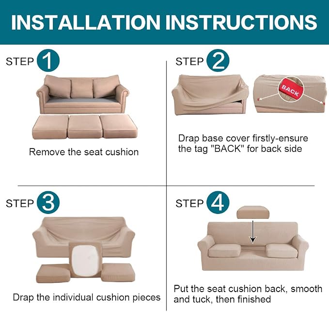 Turquoize 4 Piece Sofa Slipcover Sofa Covers - Image 6