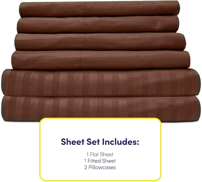 Twin Size Bed Sheets - 4 Piece 1500 Supreme Collection Fine Brushed Microfiber Deep Pocket Twin Sheet Set Bedding - 1 EXTRA PILLOW CASES, GREAT VALUE, Twin, Dobby Coffee