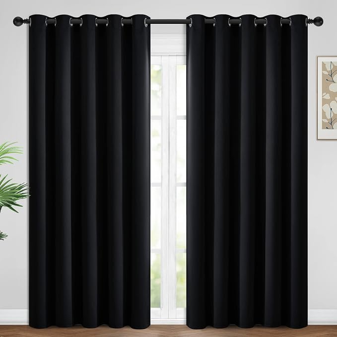 Yakamok Room Darkening Curtains 62x96 inch Length Black-Living Room | 2 panels by Yakamok