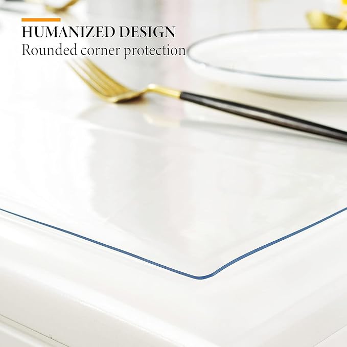 Deep Dream 1.5mm Clear Desk Cover Protector, 46×96 Inch Clear Desk Cover, Clear Desk Mat, Table Cover Tablecloth Protector Rectangle, Table Protector for Dining Room Table