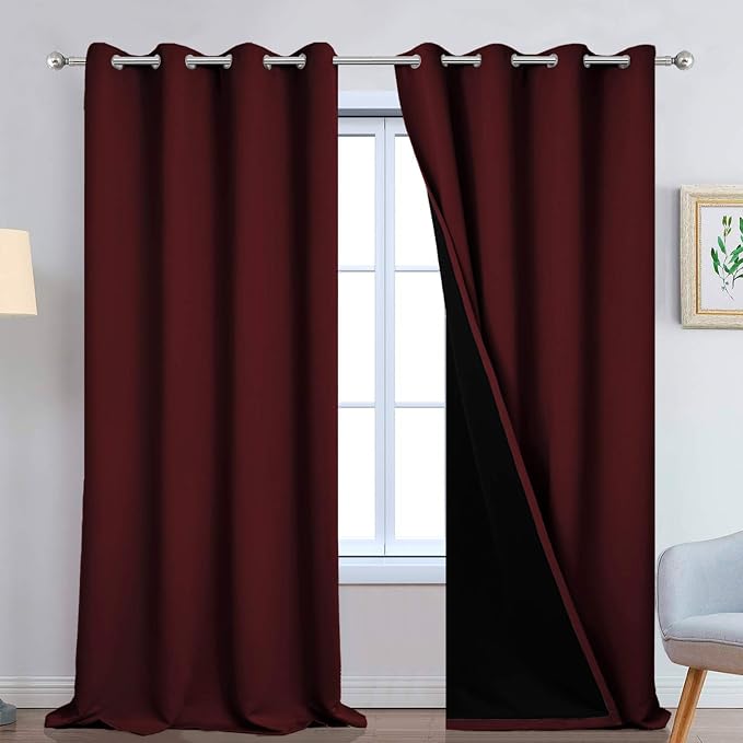 Yakamok Burgundy Red Blackout Curtains 108 Inches Long by Yakamok