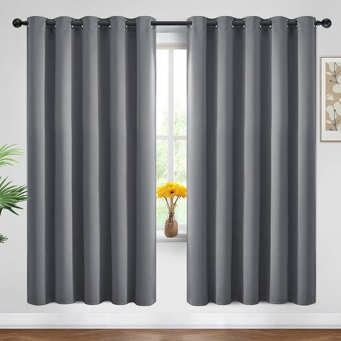 Yakamok Grey Room Darkening Curtains 62x72 inch Gray Grommet-Living Room | 2 by Yakamok