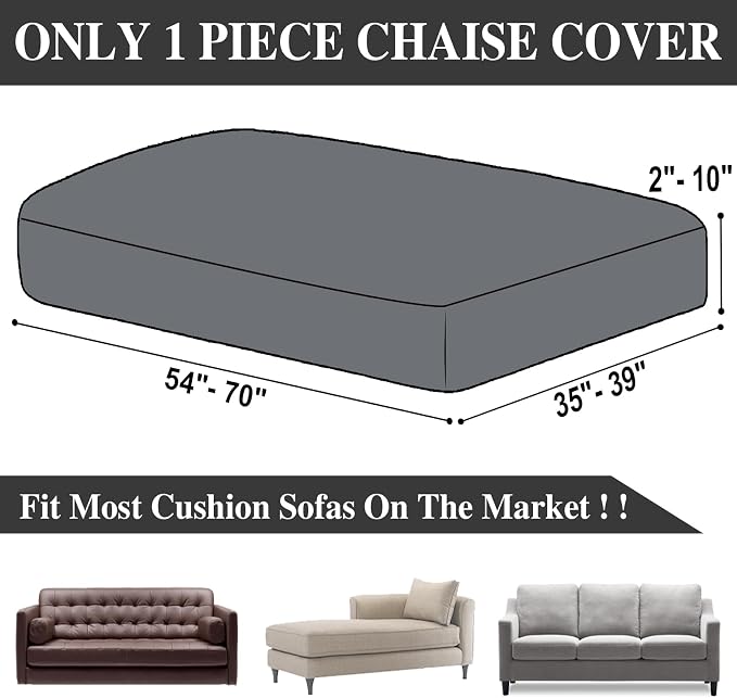 LA MEACK Couch Cushion Cover Chaise Lounge Cover Washable Separate Seat Chaise - Image 6