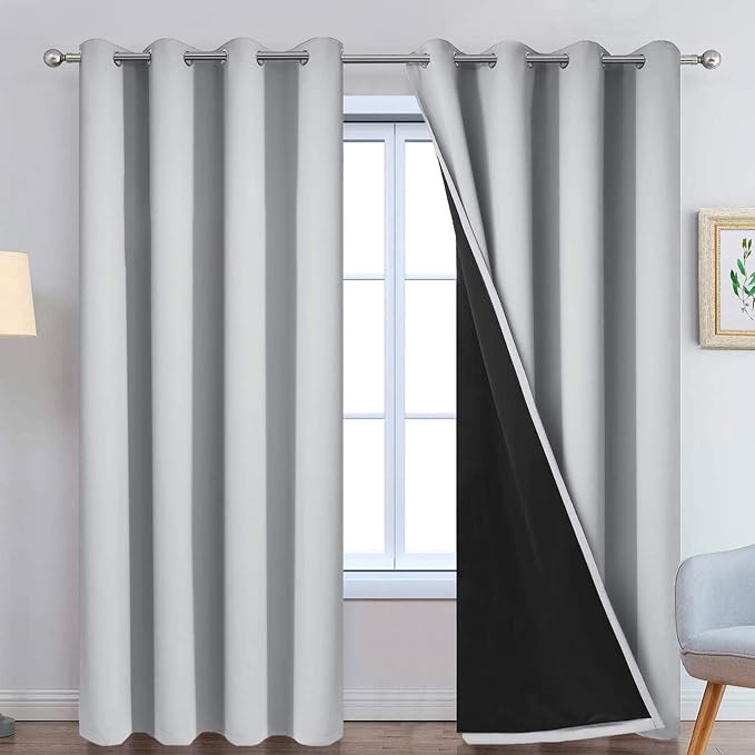 Yakamok Light Grey 100% Blackout Curtains 96 Inches Long 52" Wide 2 Panel | by Yakamok