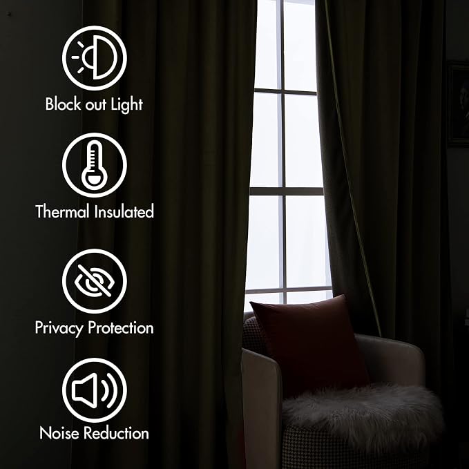 MIULEE Velvet Curtains 52x90 inches 2 Panels Burnt Orange Blackout Curtains | - Image 5
