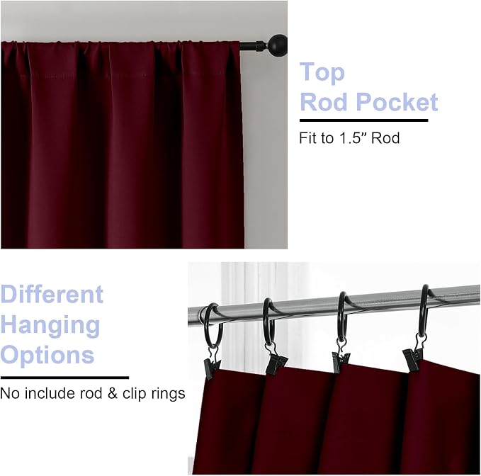 Simplebrand Ava Burgundy Blackout Curtains - Image 4