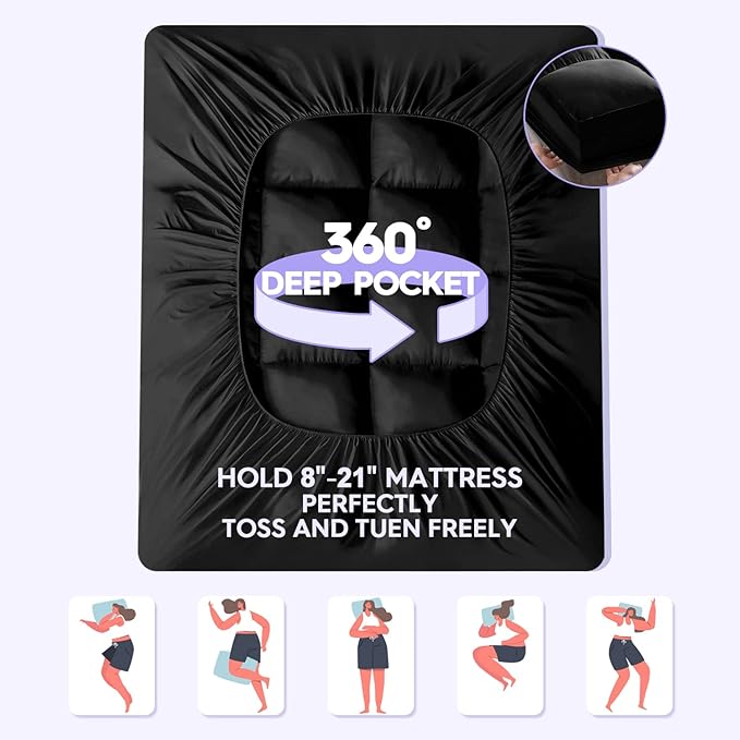 ABENE Mattress Topper Twin XL for Back Pain Relief, Extra Thick Mattress Pad Pillowtop, Soft Mattress Protector Cover with 8"-21" Deep Pocket, Overfilled Down Alternative Filling (Black, Twin XL)