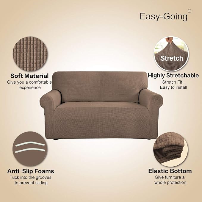 Easy-Going Stretch Oversized Sofa Couch Slipcover Washable Camel | 1-Piece - Image 3