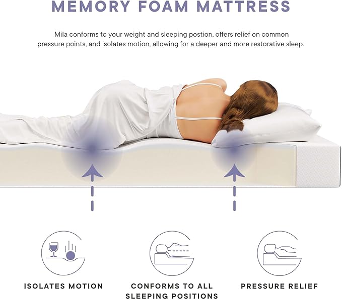 Modway Mila 8" Twin Mattress - Firm 8 Inch Memory Foam Mattress - 10-Year Warranty