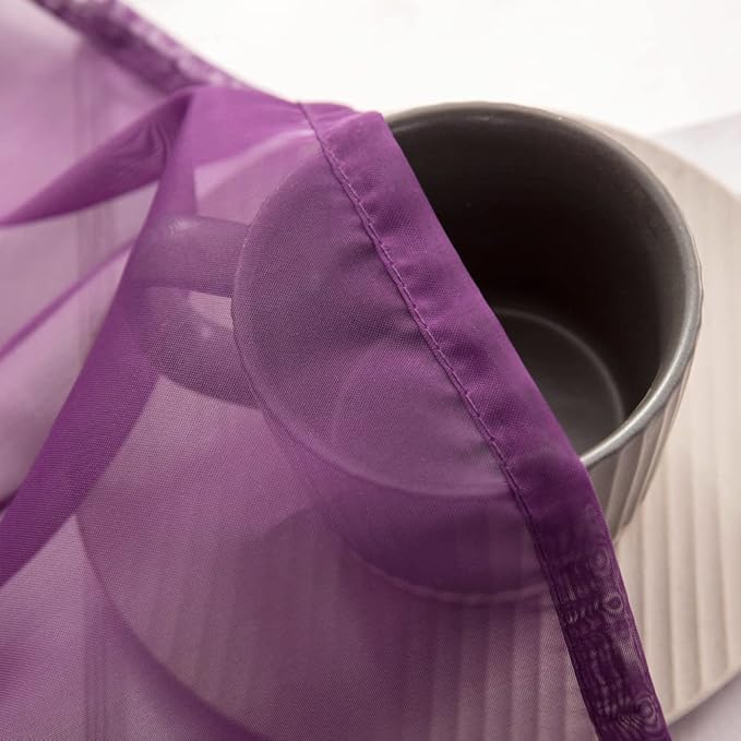 MIULEE Luxury Sheer Voile Elegant Topper Long Window Valance Solid Treatment Swags Drapes for Ceremony Wedding Canopy Bed 54" x 216" Plum Purple