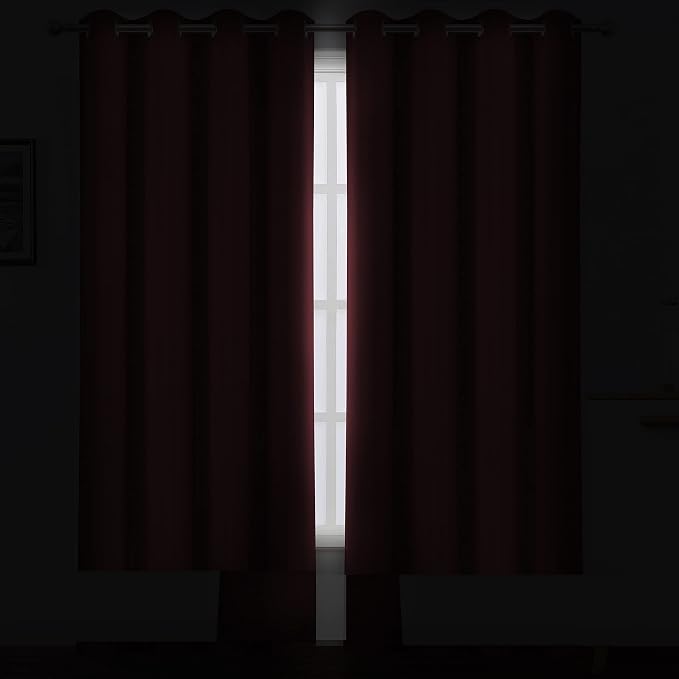 Red Thermal Blackout Curtains/52 x 108 Inch/Set of 2 Panels Room Darkening - Image 3