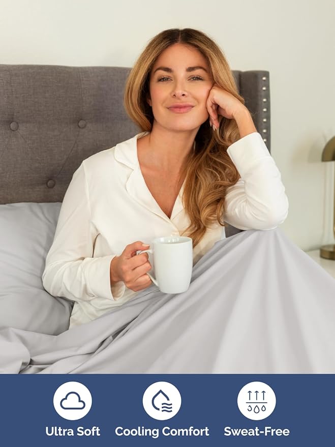 Extra Deep Twin XL Sheet Set - 4 Piece Breathable and Cooling Sheets - Hotel Luxury Bed Sheets Set - Easy Fit - Soft, Wrinkle Free and Comfy Sheets Set - French Grey Sheet Set with Extra Deep Pockets