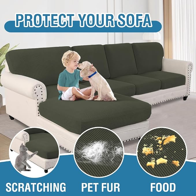 H.VERSAILTEX Sectional Couch Covers 4 Pieces Sofa Seat Cushion Covers L Shape - Image 7