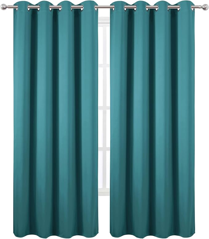 Blackout Curtains 52 x 120 Inch Long Sea Teal Curtains Set of 2 Panels Room - Image 2