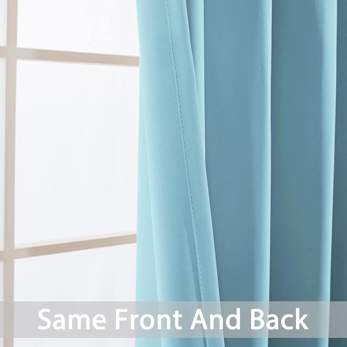 Yakamok Sky Blue Room Darkening Window Curtains 52x36 Inch - Image 3
