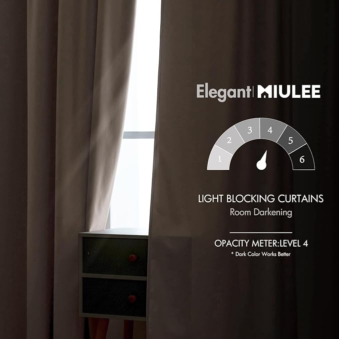 MIULEE Velvet Curtains 52x96 inches 2 Panels Cream Beige Blackout Curtains | - Image 5