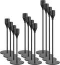 Black Taper Candle Holders Set of 12 Candlestick Holders Bulk, Metal Candle Stick Holder Decor for Wedding, Dinning, Xmas Party or Anniversary, Fits 3/4 Inch Thick Candle
