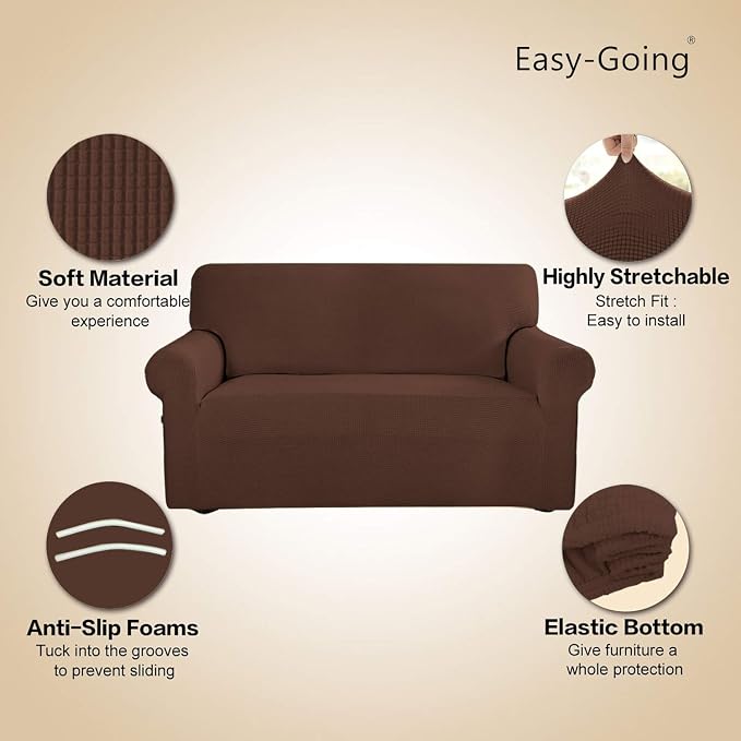 Easy-Going Stretch Oversized Sofa Couch Slipcover Washable Coffee | 1-Piece - Image 3